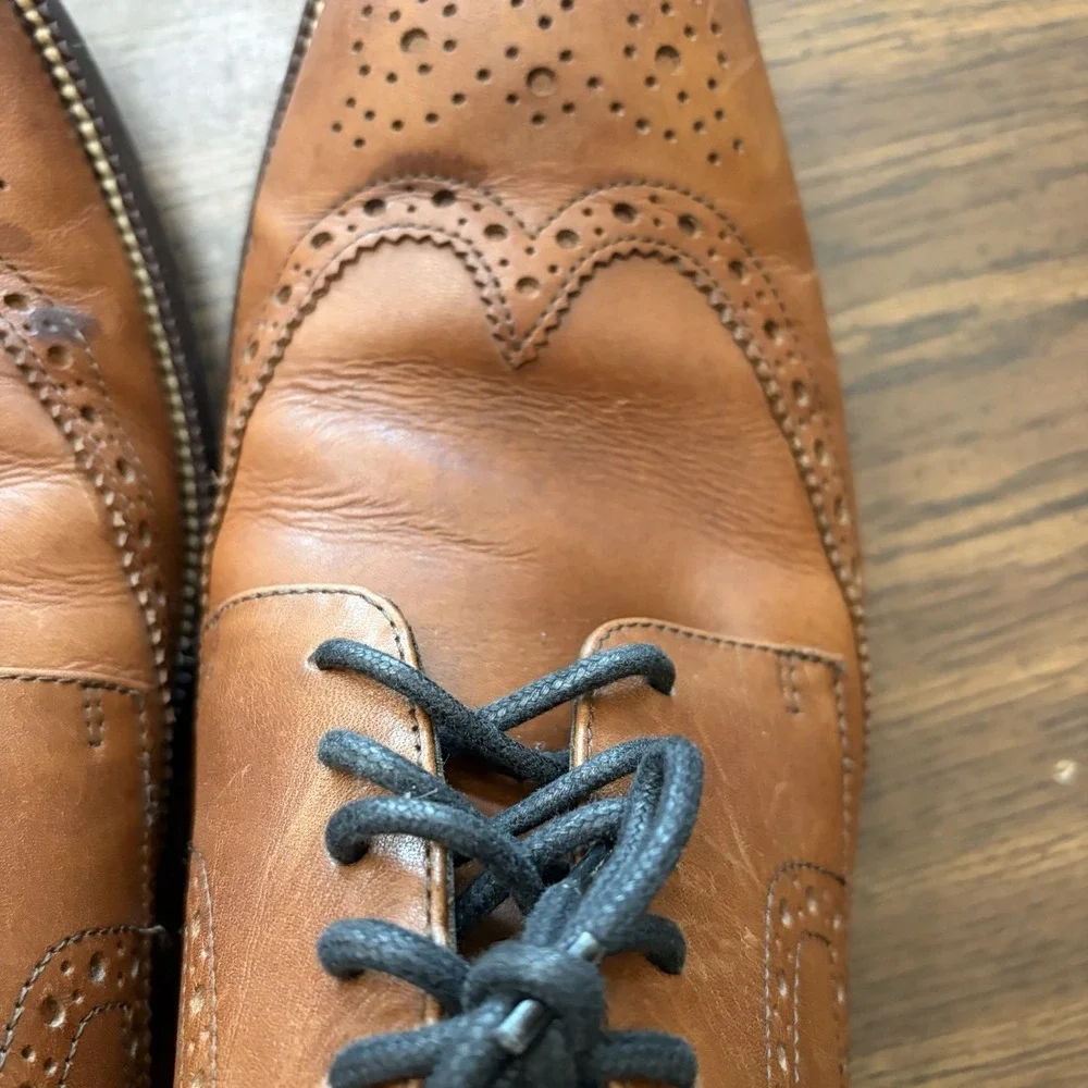 Cole Haan Men's Brown Leather Wingtips Size 10.5 Oxford Brogues